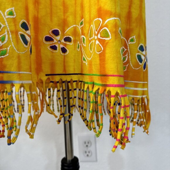 Neon BeachWear Mexico Womens Sundress Sz EX Yellow Orange Sleeveless Frills - Picture 4 of 12